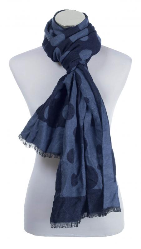 Scarf Shawl Viscos fleecy Points Dark Blue Light Blue